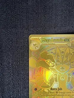 Mega Lucario ex 188/132 Pokemon TCG 2025 Mega Evolution Gold Hyper Rare NM - Image 2