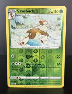 Pokemon TCG - SAWSBUCK - 012/198 - Reverse Holo Rare - Chilling Reign 2021 - NM+ - Image 1