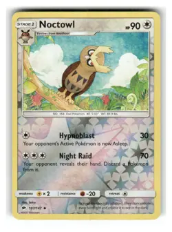 Noctowl 107/147 Uncommon Burning Shadows Pokemon Reverse Holo Lightly Played - Image 1