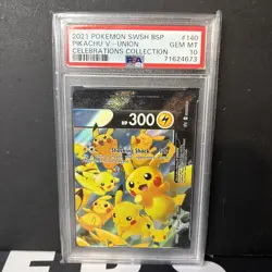 2021 POKEMON CELEBRATIONS COLLECTION PIKACHU V-UNION #SWSH140 PROMO HOLO PSA 10 - Image 1