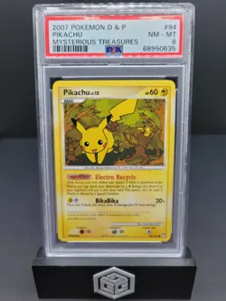 2007 Pokemon Diamond & Pearl Mysterious Treasures Pikachu #94/123 Non Holo PSA 8 - Image 1