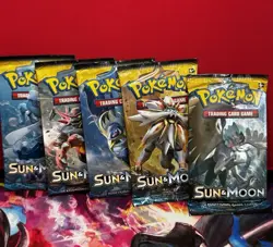 Pokemon TCG Sun and Moon Base Set Booster Pack Complete Art Set of 5 lot - Image 1