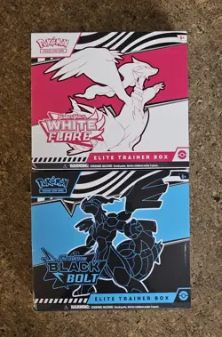 Sealed Pokemon TCG Black Bolt and White Flare Elite Trainer Box ETB Set of 2 - Image 1