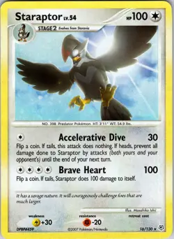 Staraptor 16/130 Diamond and Pearl Pokemon MP Holo - Image 1