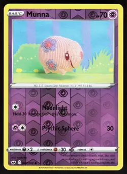 Munna 087/202 Common Sword & Shield Pokemon Reverse Holo Near Mint - Image 1