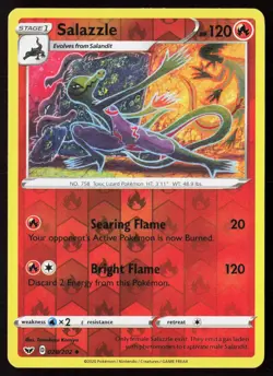 Salazzle 028/202 Uncommon Sword & Shield Pokemon Reverse Holo Near Mint - Image 1
