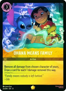 Cold Foil OHANA MEANS FAMILY 1x Rare Disney Lorcana NM - Image 1