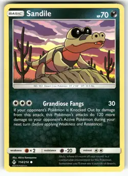 Sandile (114) SM - Unbroken Bonds Common Pokemon Near Mint or Better - Image 1