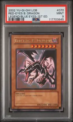 2002 YU-GI-OH! LOB-LEGEND OF BLUE EYES WHITE DRAGON RED-EYES B. DRAGON PSA 9 - Image 1