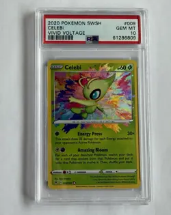 2020 POKEMON SWORD & SHIELD VIVID VOLTAGE #009 CELEBI PSA 10 - Image 1
