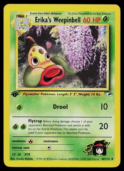Pokemon Card - Erika's Weepinbell Gym Heroes 48/132 Uncommon 1st Edition - Image 1