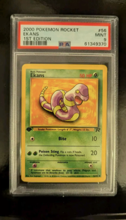 PSA 9 MINT 1ST EDITION THICK STAMP ROCKET POKEMON EKANS 56/82 #56 WOTC GRADED - Image 1