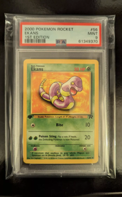 PSA 9 MINT 1ST EDITION THICK STAMP ROCKET POKEMON EKANS 56/82 #56 WOTC GRADED - Image 3