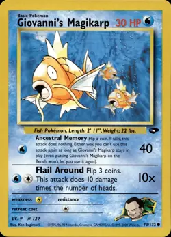 GIOVANNI'S MAGIKARP 73/132 COMMON GYM CHALLENGE POKEMON UNLIMITED LP - Image 1