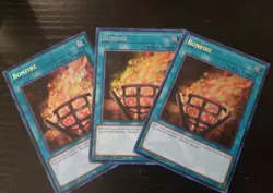 3x Bonfire Secret Rare RA03-EN073 Quarter Century Bonanza 1st Ed Playset Yugioh - Image 1