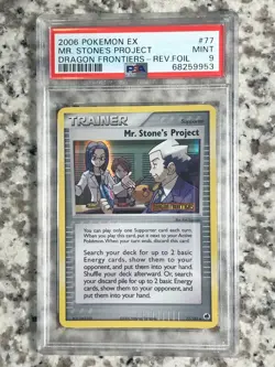 2006 Pokemon EX Dragon Frontiers Mr. Stone's Project Reverse Holo 77 PSA 9 Mint - Image 1