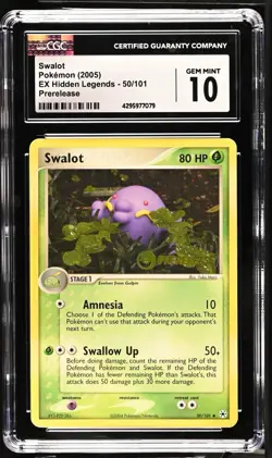 Pokemon EX Hidden Legends #50/101 Swalot – Prerelease CGC 10 Gem Mint - Image 1