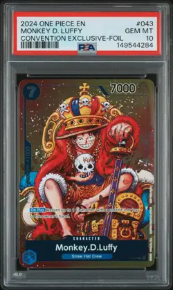 2024 ONE PIECE PROMOS CONVENTION EXCLUSIVE-FOIL #043 MONKEY D. LUFFY PSA 10 - Image 1