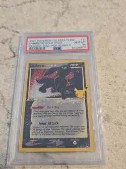 2021 Pokemon SWSH Celebrations Umbreon Gold Star Card #17/17 Graded PSA 10 - Image 1