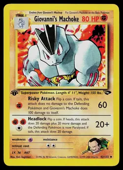 Pokemon Card - Giovanni's Machoke Gym Challenge 42/132 Uncommon 1st Edition - Image 1