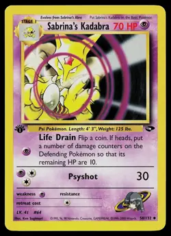 Pokemon Card - Sabrina's Kadabra Gym Challenge 58/132 Uncommon 1st Edition - Image 1