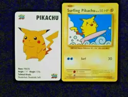 Pokemon Pikachu Rare HTF KFC Vintage 1998 Mini Card #25 Surfing 111/108 Lot LP - Image 1