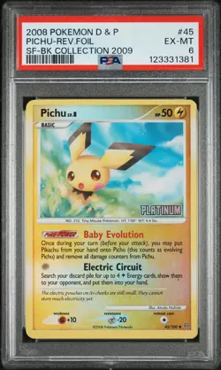 2008 POKEMON DIAMOND & PEARL STORMFRONT #45 PICHU-REVERSE FOIL PSA 6 - Image 1
