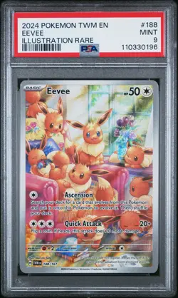 PSA 9 Eevee 188/167 - Illustration Rare Twilight Masquerade Pokemon TCG 2024 - Image 1