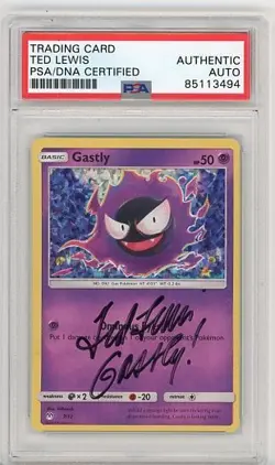 PSA Signed Ted Lewis Pokemon TCG Gastly 007/012 McDonald's Promos 2019 Holo - Image 1