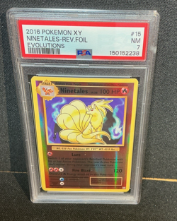 2016 POKEMON XY EVOLUTIONS #15 NINETALES-REVERSE FOIL PSA 7 Graded - Image 1