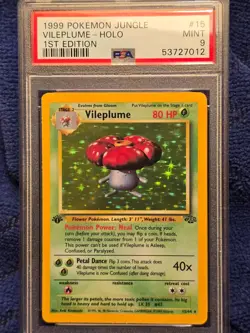 1999 Pokemon Jungle #15 Vileplume Holo 1st Edition Mint PSA 9 - Image 1