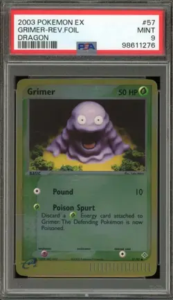 PSA 9 MINT Pokemon Grimer EX Dragon Reverse Holo #57 POP 24 - Image 1