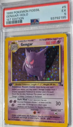 1999 Pokemon Gengar Holo Fossil 1st EDITION #5 PSA 5 EX - Image 2