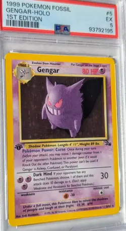 1999 Pokemon Gengar Holo Fossil 1st EDITION #5 PSA 5 EX - Image 3