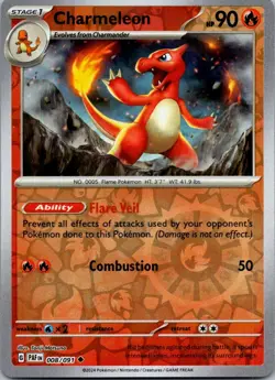 Charmeleon 008/091 Uncommon Paldean Fates Pokemon Reverse Holo Near Mint - Image 1