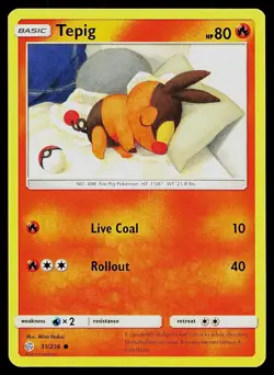 Pokemon Card Cosmic Eclipse Tepig 31/236 Common - Image 1
