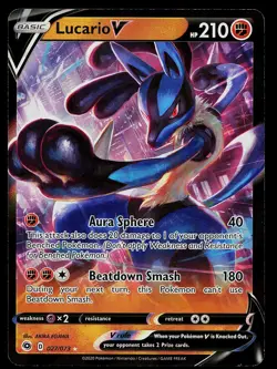 Pokemon Card Champion's Path Lucario V 027/073 Rare Holo - Image 1