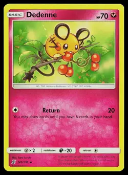 Pokemon Card Unified Minds Dedenne 145/236 Uncommon - Image 1