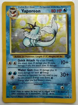 Pokemon TCG Vaporeon Jungle 12/64 Holo Unlimited Holo Rare - Image 1