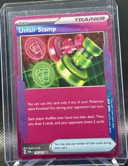 Pokemon TCG Unfair Stamp 165/167 Sv06: Twilight Masquerade ACE SPEC Rare Holo - Image 1