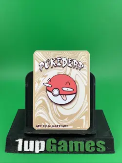 HOLO Pokederp Meow - Ancient Mew Fan Art Custom Derpy Card Alt Art Holo - Image 2