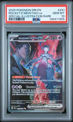 2025 POKEMON DRI EN-DESTINED RIVALS #231 TEAM ROCKET'S MEWTWO EX PSA 10 - Image 1