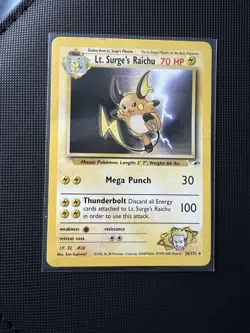 Pokemon TCG Lt. Surge's Raichu 28/132 Non-Holo Rare Unlimited Gym Heroes - Image 1