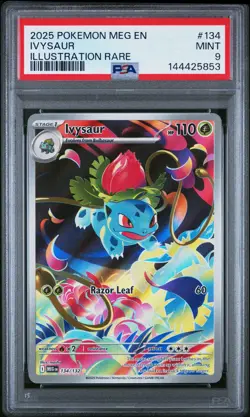 2025 POKEMON MEG EN-MEGA EVOLUTION ILLUSTRATION RARE #134 IVYSAUR PSA 9 - Image 1