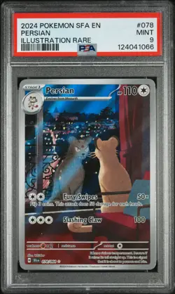 2024 POKEMON SFA EN-SHROUDED FABLE ILLUSTRATION RARE #078 PERSIAN PSA 9 - Image 1