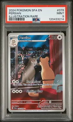 2024 POKEMON SFA EN-SHROUDED FABLE ILLUSTRATION RARE #078 PERSIAN PSA 9 - Image 1