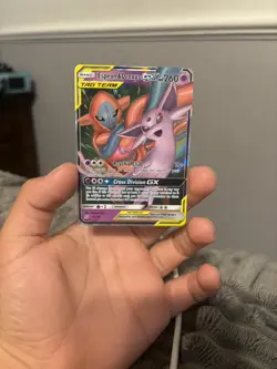 Espeon & Deoxys GX 72/236 Tag Team Unified Minds Pokemon Card Ultra Rare Holo NM - Image 1