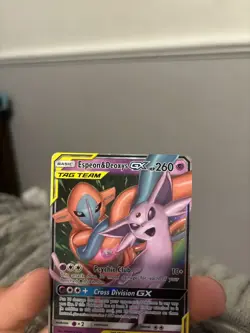 Espeon & Deoxys GX 72/236 Tag Team Unified Minds Pokemon Card Ultra Rare Holo NM - Image 2