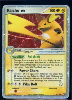 Pokemon EX EMERALD - #97/106 Raichu ex - Ultra Rare Holo - ENG - Damaged - Image 1
