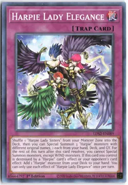 Yugioh - Harpie Lady Elegance LDS2-EN089 1st Edition - Legendary Duelists: Seaso - Image 1